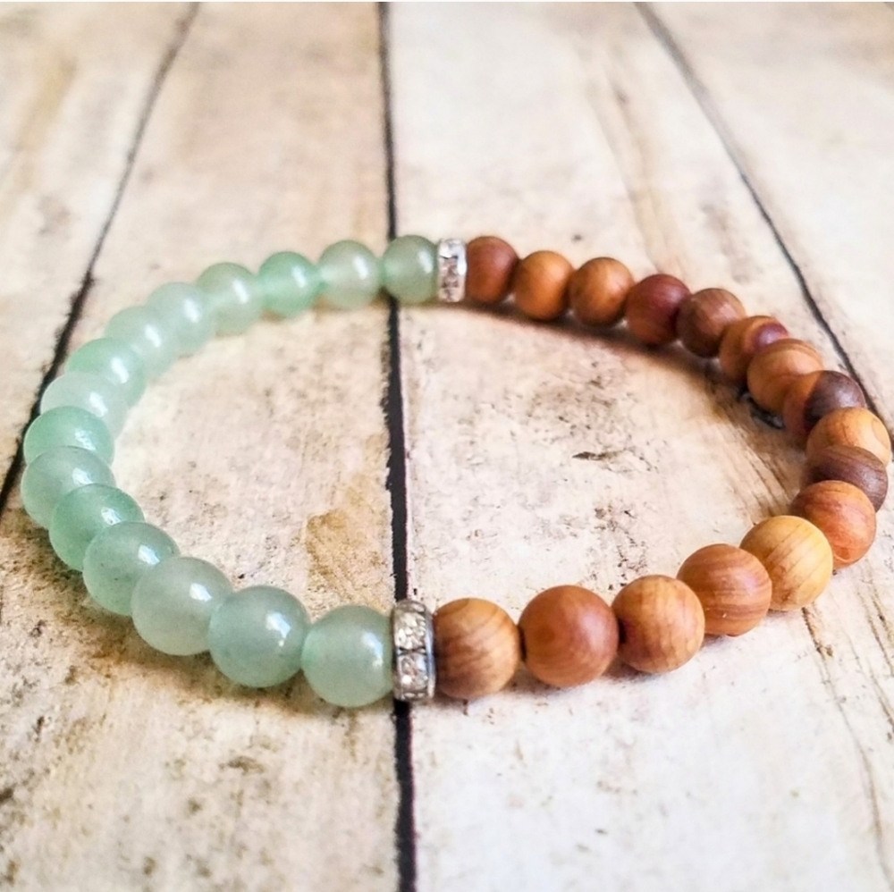 Green Aventurine + Sandalwood Bracelet
